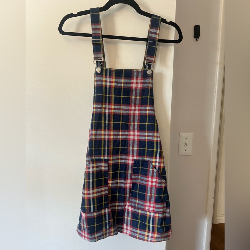 Plaid Overall Dress